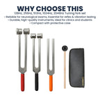 NS Crafts tuning fork set 128, 256 and 512 Hz with grip, mallet and leather pouches – image 8