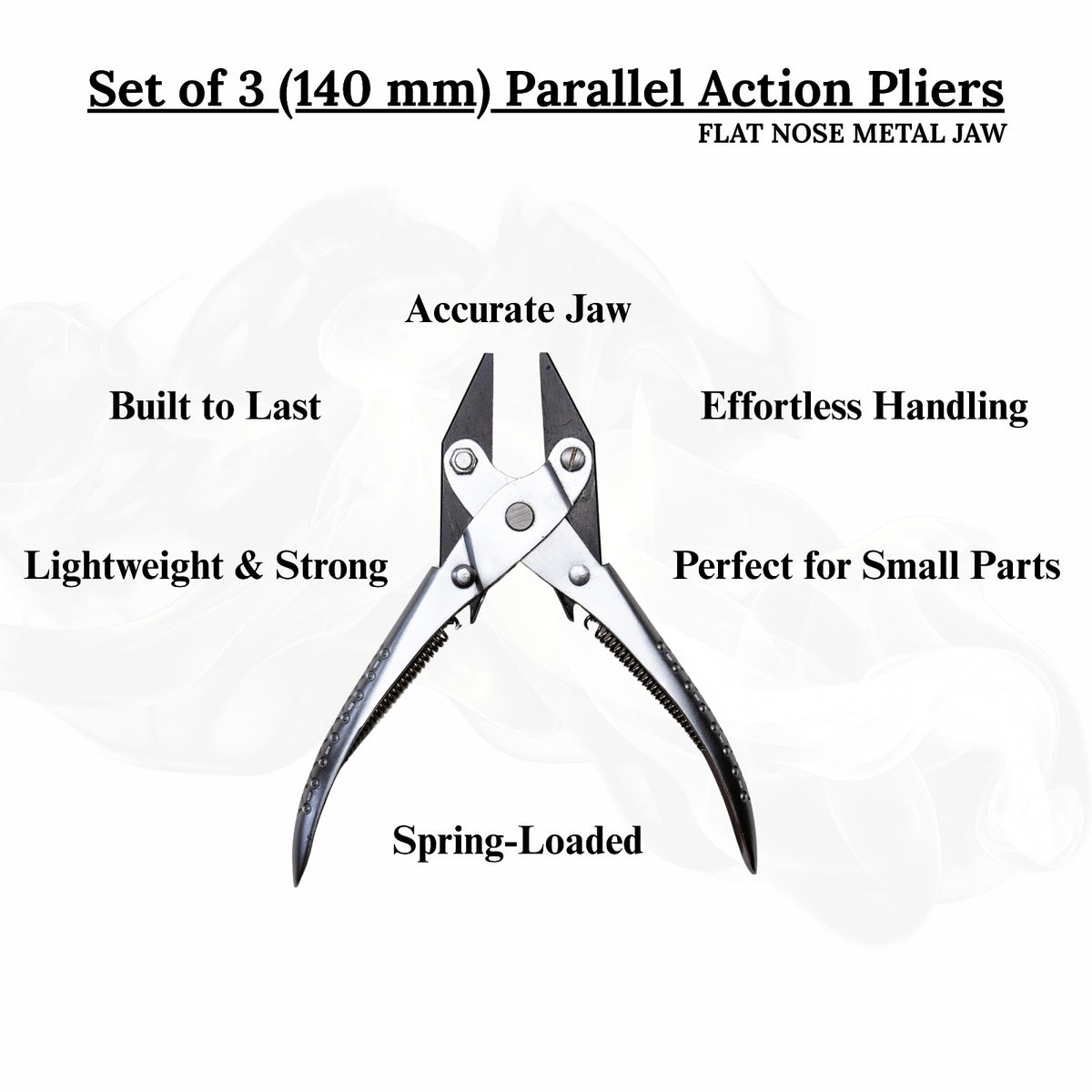 Versatile jewelry pliers with nylon, metal, and brass jaws for various applications.

