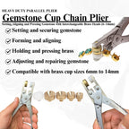 Parallel action pliers with 5 brass heads for gemstone cup chain, sizes 6 to 14mm.

