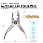 Parallel pliers for gemstone cup chains ranging from 6 to 14mm with brass heads.

