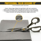 Premium 12 inch dressmaking scissors side view
