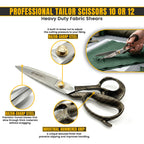 Extra sharp stainless steel blades on premium tailor scissors