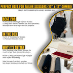 Ergonomic handles on 10 and 12 inch tailor shears