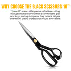 All black 10 inch tailor scissors by Tools Master UK