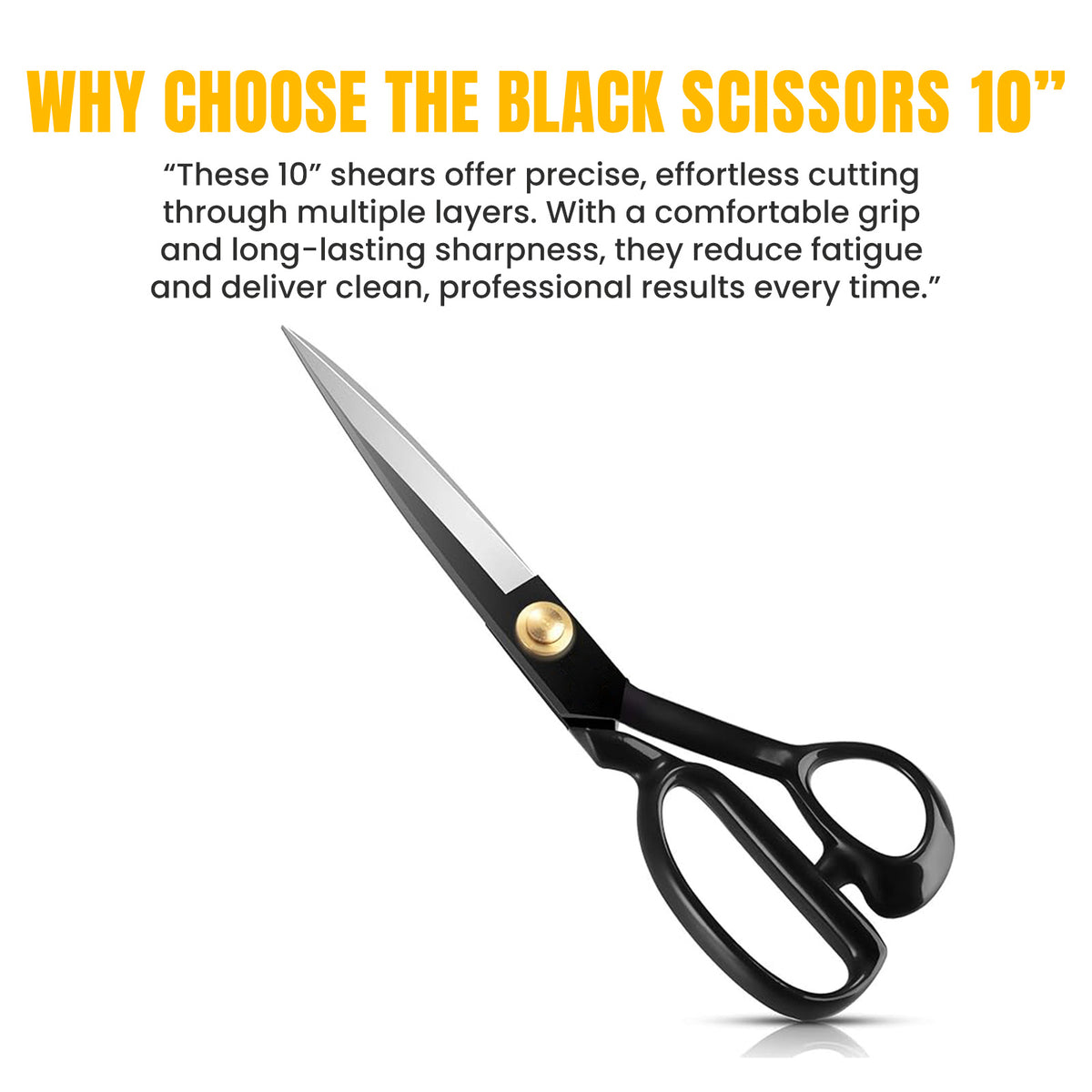 All black 10 inch tailor scissors by Tools Master UK