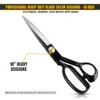 All black 10 inch fabric scissors with black grip handle