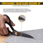 All black 10 inch tailor shears side view