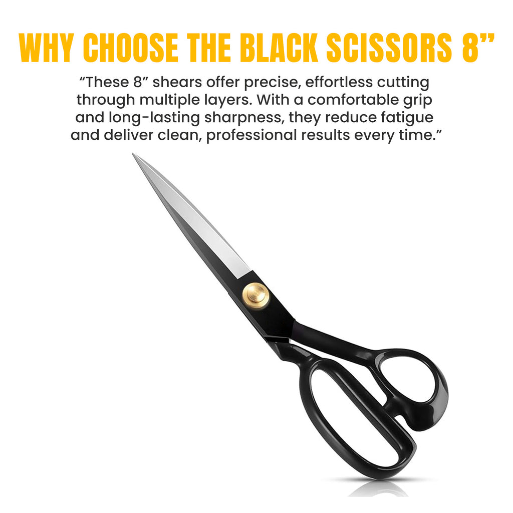All black 8 inch tailor scissors by Tools Master UK