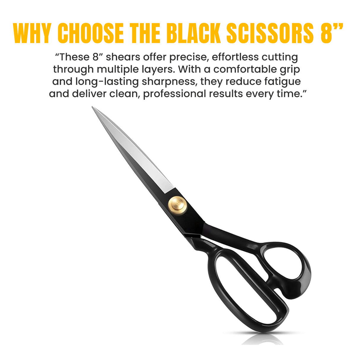 All black 8 inch tailor scissors by Tools Master UK