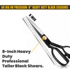 8 inch all black tailor scissors cutting fabric