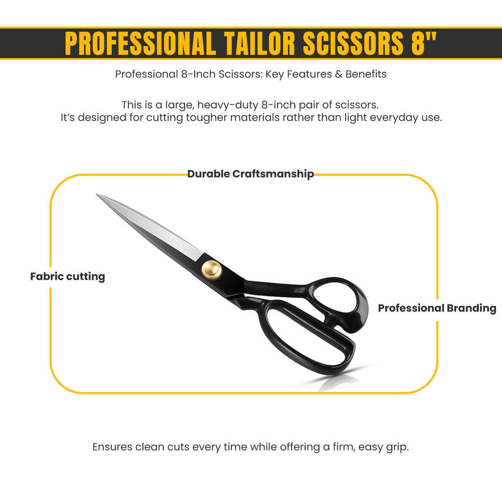 Professional black sewing scissors 8 inch