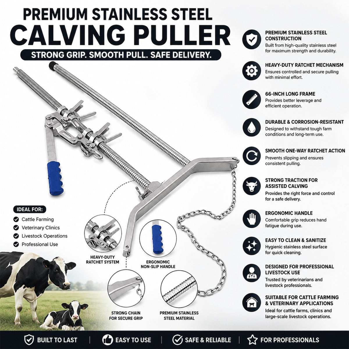 66 inch ratchet calf puller – view 2
