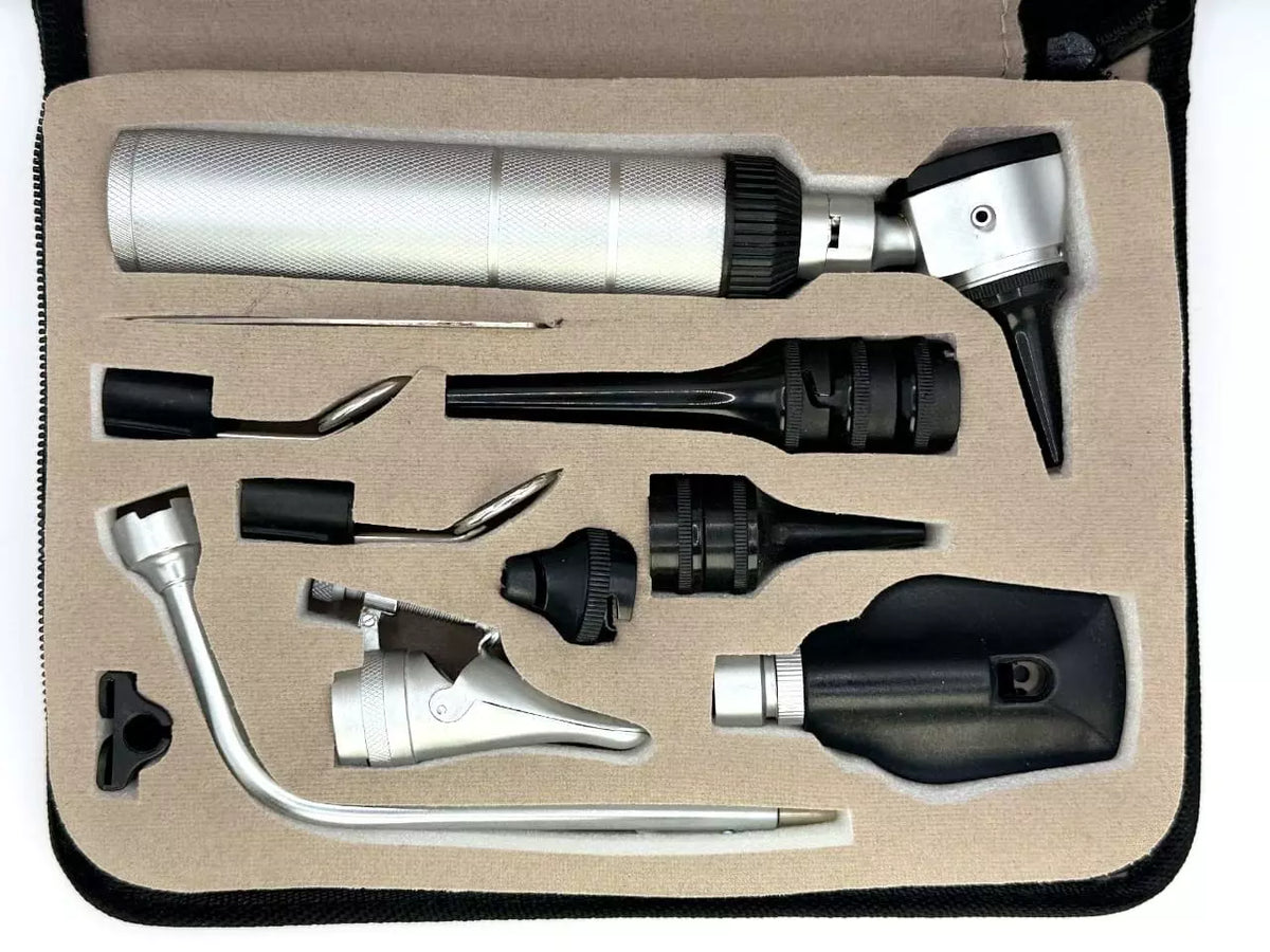 ENT Diagnostic Set Otoscope Ophthalmoscope Nasal Larynx Exam for Human & Vet