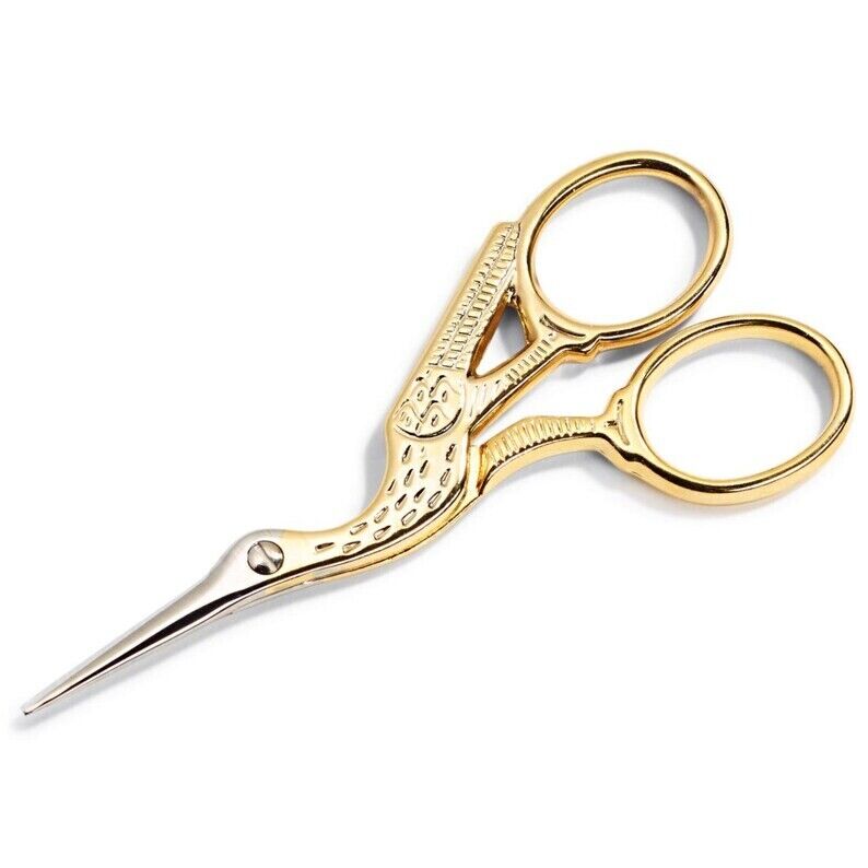 fancy 3.5"Stork Sewing Scissors Quality Sharp Blades Embroidery Crane Gold