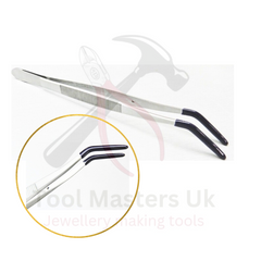 2 PCS Tweezers Curved Bent Rubber Tip