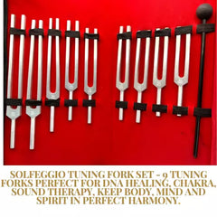 Solfeggio Tuning Fork Set of 9 DNA Healing, Chakra Sound Therapy, Mind & Body care