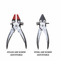 Close-up view of the plier jaws showing half round and flat sides


