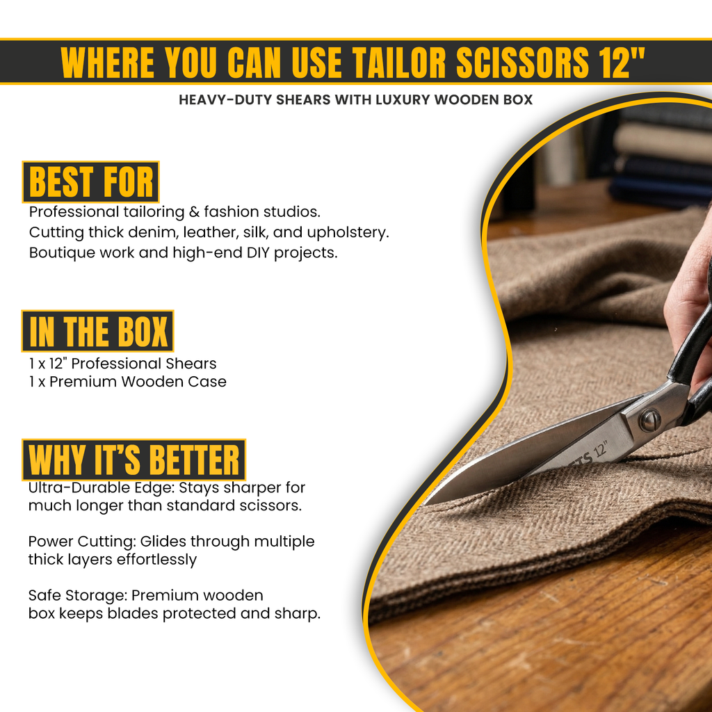 Ergonomic grip handle on 12 inch sewing shears