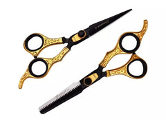 Gold Black Vintage Style Razor Edge Japanese steel j2 Hairdressing Shears set