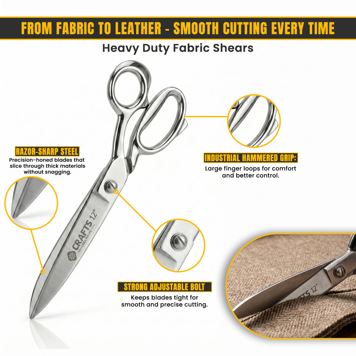 Silver blades on 12 inch tailor shears