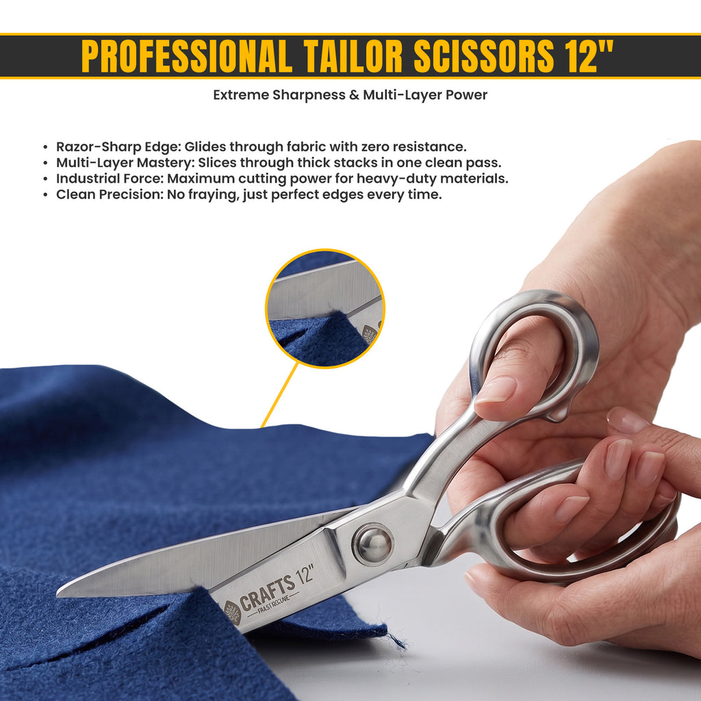Large silver dressmaking scissors side view