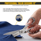 Large silver dressmaking scissors side view