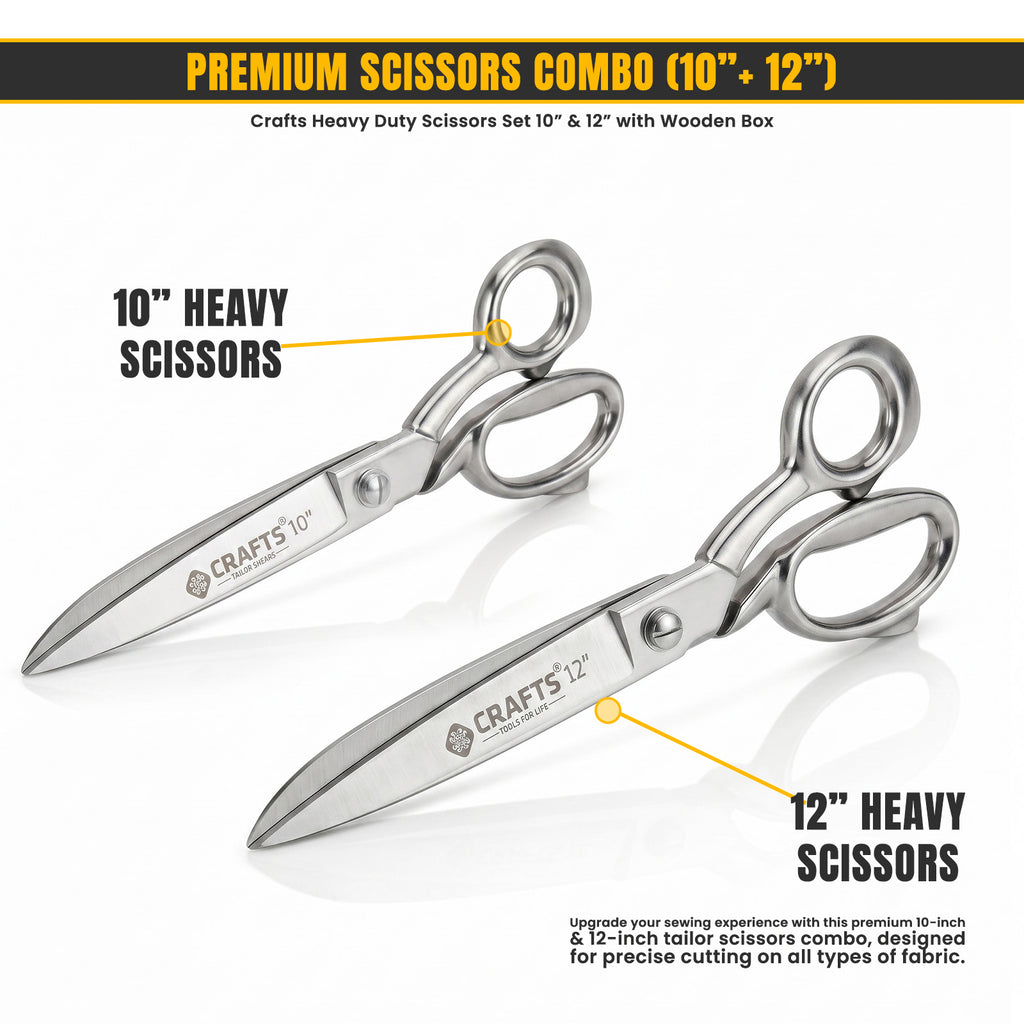 10 and 12 inch tailor scissors set for fabric, leather and upholstery
