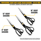 All black fabric scissors set with black grip handles
