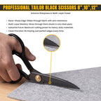 All black tailor scissors set for fabric and leather