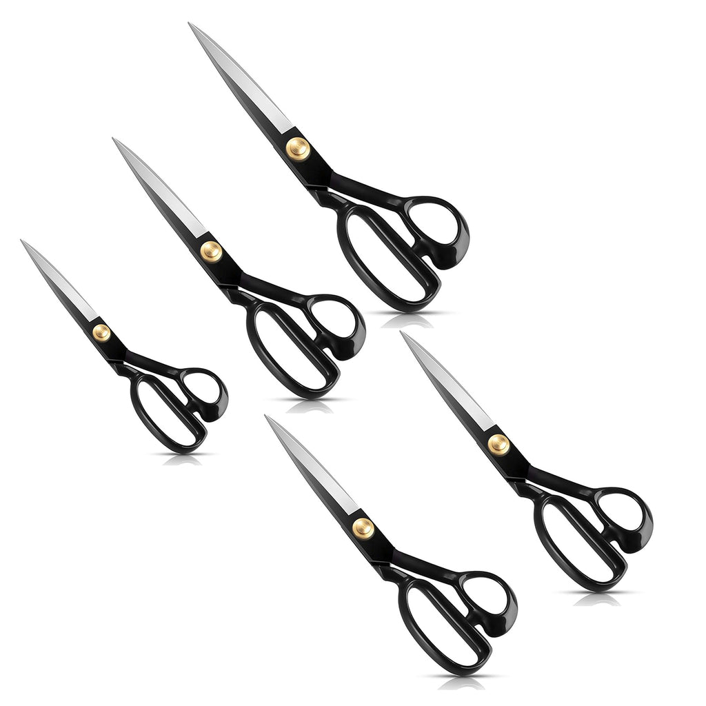 NS Crafts 5 piece all black tailor scissors set 8 to 12 inch