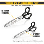 Black handle fabric scissors set 8 and 10 inch