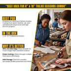 Black ergonomic handles on dressmaking shears