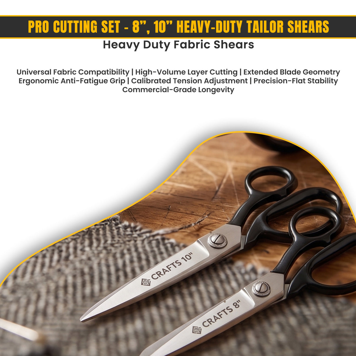 10 inch black handle sewing scissors