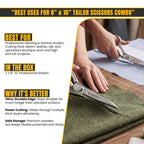 Ergonomic handles on 8 and 10 inch dressmaking shears
