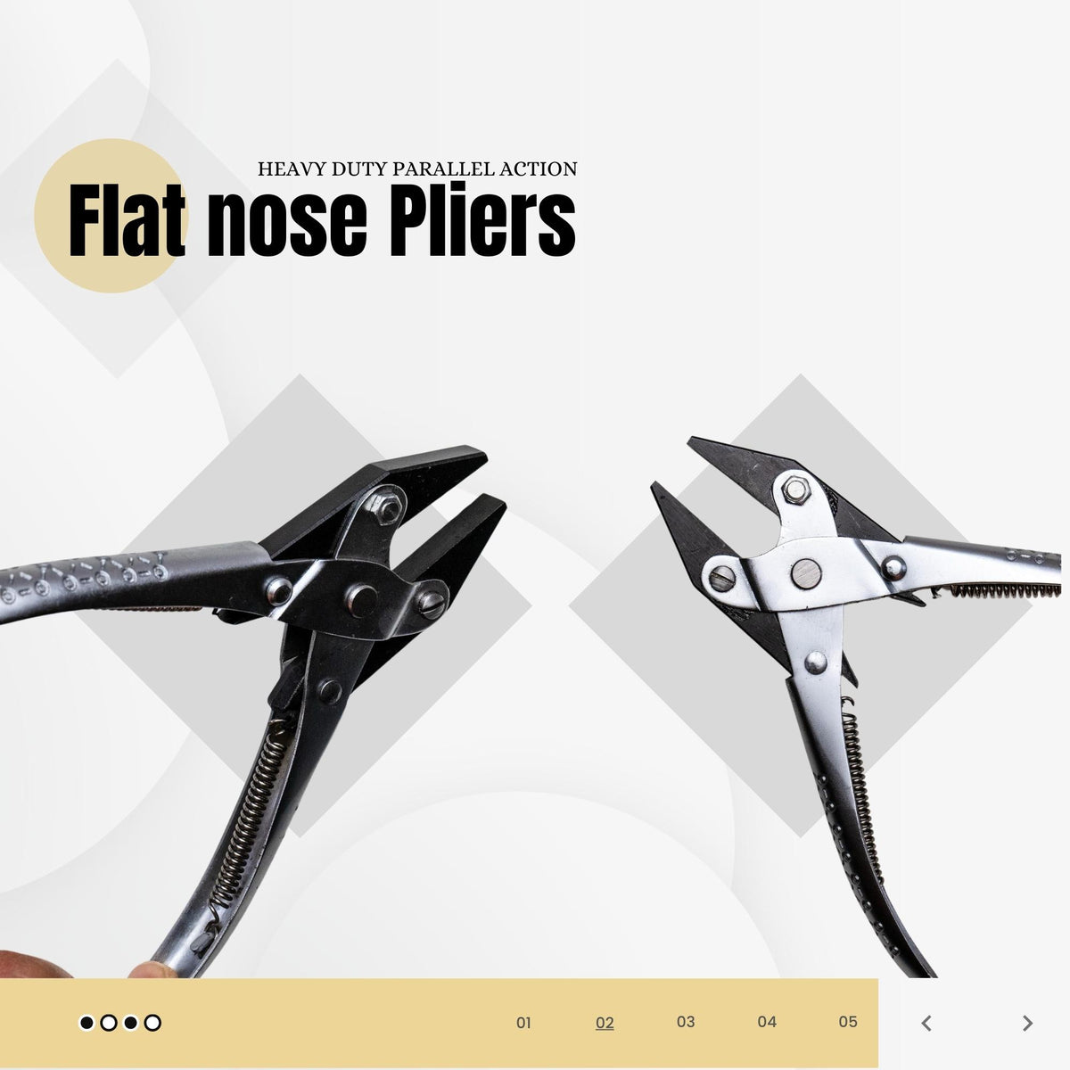 Curved jaw parallel pliers for forming and shaping rings or bracelets.

